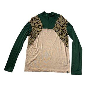 Scotch and Soda Half Zip Pullover Mixed Media Animal Print, Leopard Sz Women's M